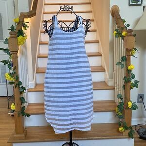 ✨Hem & Thread Gray & White Striped Dress with Pockets✨